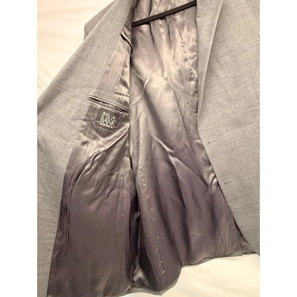 Jos. A. Bank Mens 46L Grey 100% Wool 2 Button Blazer Sport Coat -Excellent